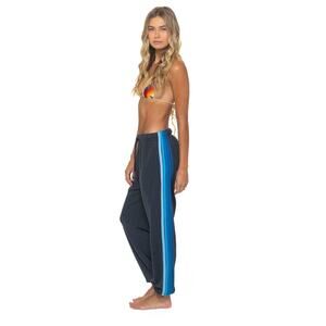 Aviator Nation 5 Stripe Sweatpants Charcoal Blue Small Retro Lounge Cozy Luxury
